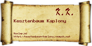Kesztenbaum Kaplony névjegykártya